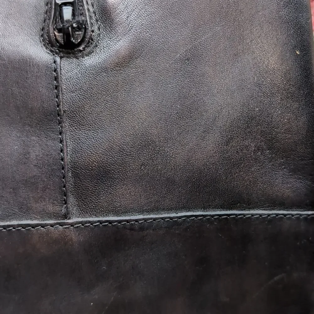 Anthropologie Miss Albright Black Gray Antique Leather Over The Knee Boots Sz 39